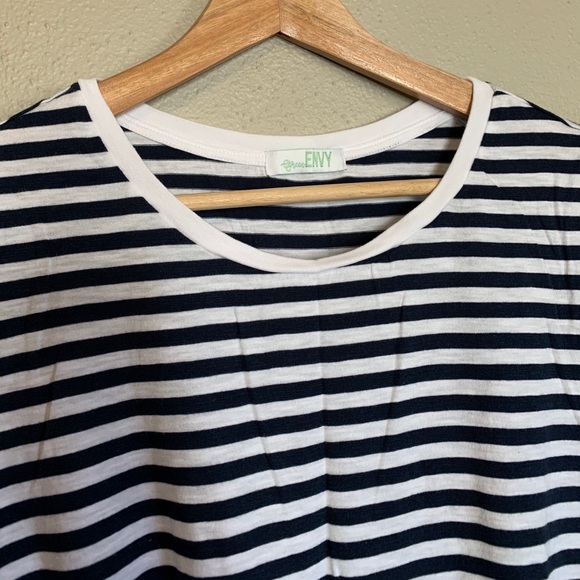 Green Envy Navy & White Striped Tie Front Knot Top - Picture 5 of 9